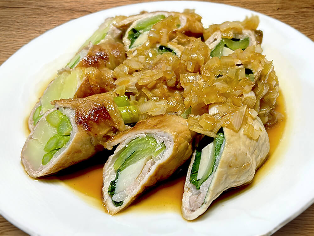 お酢のねぎソース和え肉巻き
